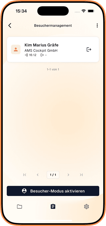 Screenshot der mobilen App