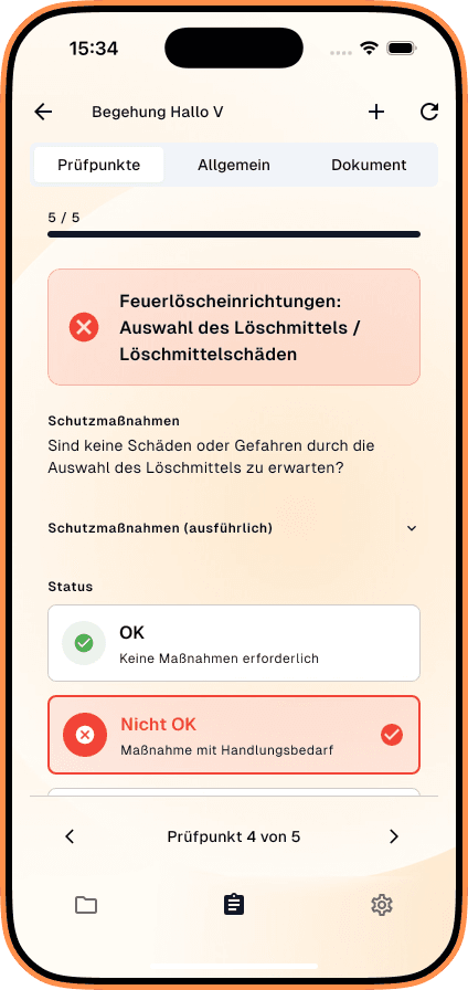 Screenshot der mobilen App
